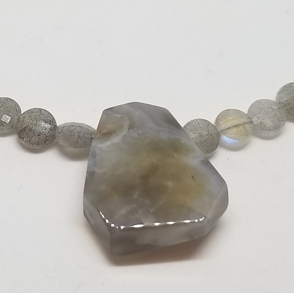 Labradorite & Grey Stone Necklace - Picture 2 of 6